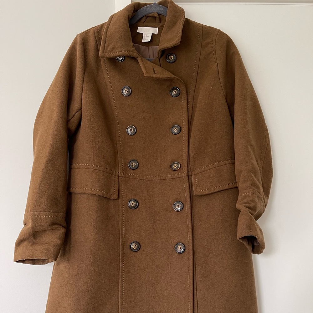 Caramel double breasted trench coat